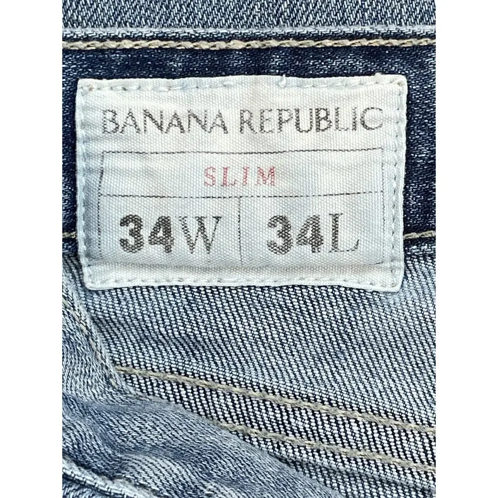 Banana Republic Jeans Men 34‎ x 34 Blue Cotton Blend Stretch Slim Straight